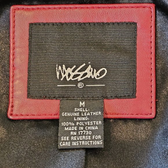 Y2K Oxblood Dark Wine Red M Leather Zipup Jacket Patchwork Pockets Burgundy - Picture 10 of 13